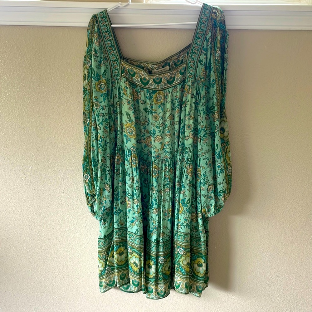Spell folksong square neck tunic playdress in sage size xxl